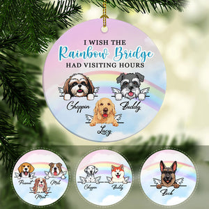 Rainbow Bridge, Personalized Circle Ornaments, Custom Memorial Gift for Dog Lovers