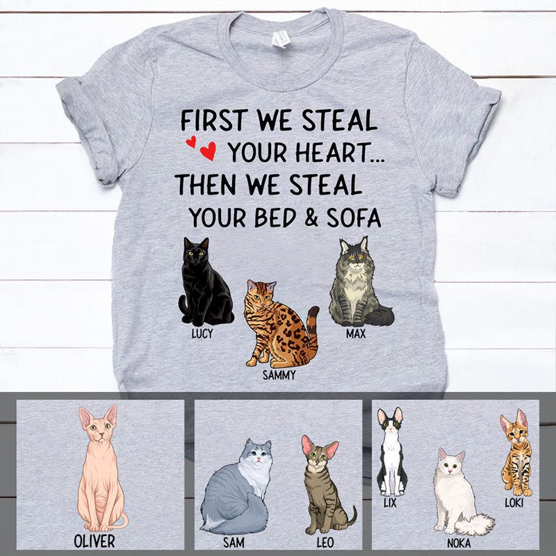 Steal Your Heart, Funny Personalized Shirt, Custom Gift for Cat Lovers, Custom Tee