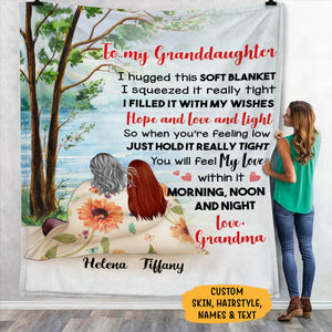 Personalized Gift To Daughter, Granddaughter Lake View, Hugged This Soft Blanket, Custom Blanket