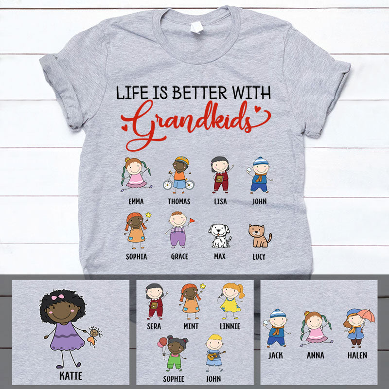Life Is Better With Grandkids Grandma Personalized Shirt, Christmas Gift  for Nana, Grandma, Grandmother, Grandparents - TS549PS02 
