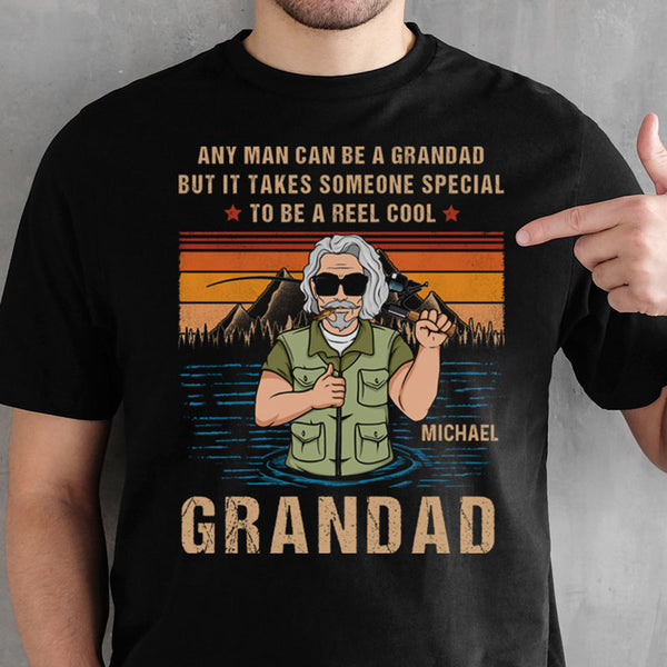 Personalized Gift for Dad, Gift for Grandpa, Custom T Shirt - Best Grandpa or Dad Fishing, PersonalFury, Basic Tee / Purple / L