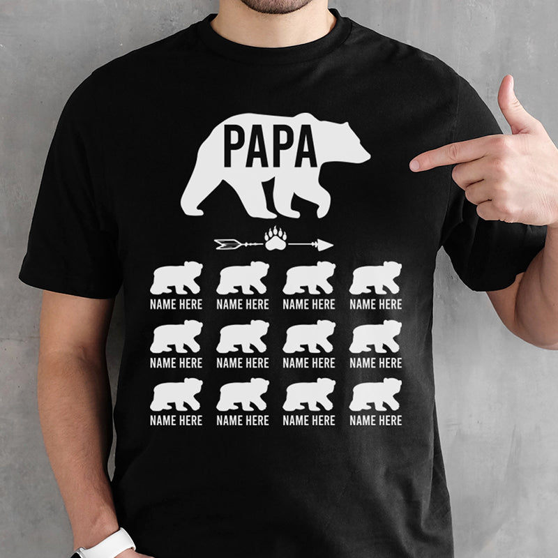 ShirtsBySarah Men's Papa Bear Shirt Grandpa T Shirt Bear Cubs Family Tshirt Clan Father's Day Gift Watercolor Illustration Graphic Tee Man Unisex Red / Medium