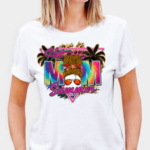 Hot Mom Summer Custom Cool Messy Bun, Personalized Summer T-Shirt, Tank Top