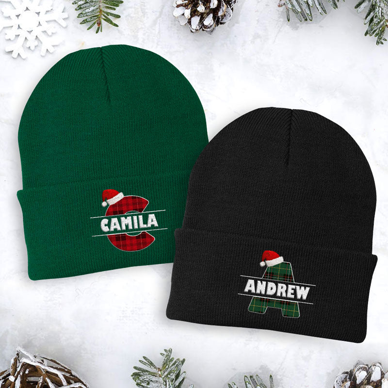 Christmas Alphabet, Couple Beanie, Personalized Custom Embroidered Beanie, Christmas Gifts