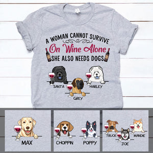 Survive On Wine Alone, Custom T Shirt, Personalized Gifts for Dog Lovers