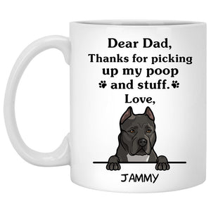 Thanks for picking up my poop and stuff, Funny Pit Bull Personalized Coffee Mug, Custom Gifts for Dog Lovers