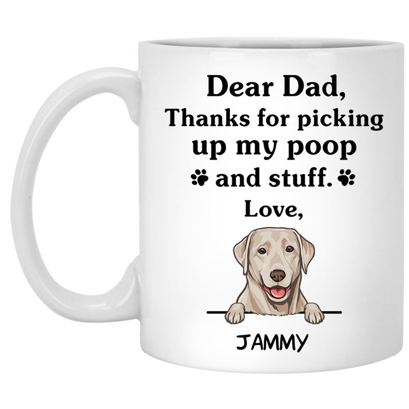 Thanks for picking up my poop and stuff, Funny Labrador Retriever (Silver) Personalized Coffee Mug, Custom Gifts for Dog Lovers