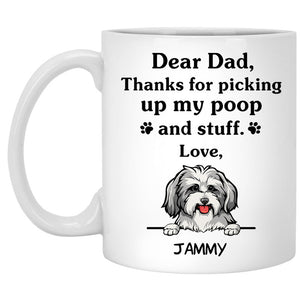Thanks for picking up my poop and stuff, Funny Havanese (Black and White) Personalized Coffee Mug, Custom Gifts for Dog Lovers