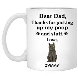 Thanks for picking up my poop and stuff, Funny Chartreux Cat Personalized Coffee Mug, Custom Gift for Cat Lovers