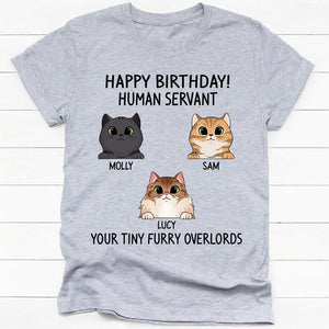 Happy Birthday Human Servant, Custom Shirt, Personalized Gifts for Cat Lovers