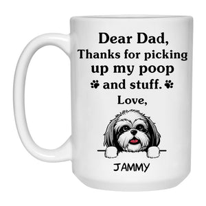 Thanks for picking up my poop and stuff, Funny Shih Tzu (Black) Personalized Coffee Mug, Custom Gifts for Dog Lovers