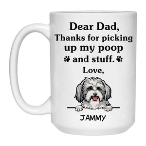 Thanks for picking up my poop and stuff, Funny Havanese (Black and White) Personalized Coffee Mug, Custom Gifts for Dog Lovers