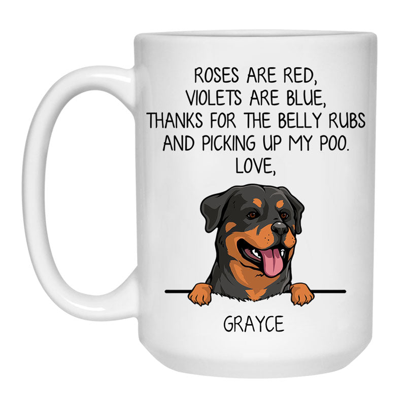 Roses are Red, Funny Rottweiler Personalized Coffee Mug, Custom Gifts for Dog Lovers