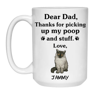 Thanks for picking up my poop and stuff, Funny Selkirk Rex Cat Personalized Coffee Mug, Custom Gift for Cat Lovers