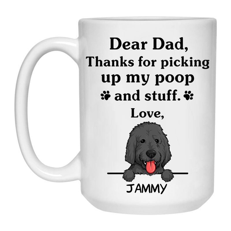 Thanks for picking up my poop and stuff, Funny Labradoodle (Black) Personalized Coffee Mug, Custom Gifts for Dog Lovers