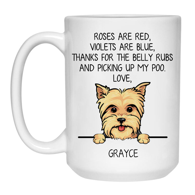 Roses are Red, Funny Yorkshire Terrier (Yorkie) Personalized Coffee Mug, Custom Gifts for Dog Lovers