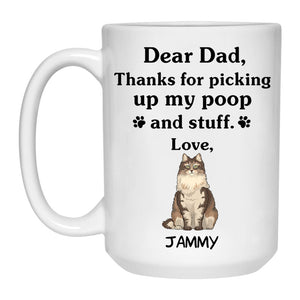 Thanks for picking up my poop and stuff, Funny Norwegian Forest Cat Personalized Coffee Mug, Custom Gift for Cat Lovers