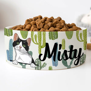 Personalized Custom Cat Bowls, Desert Cactus, Gift for Cat Lovers