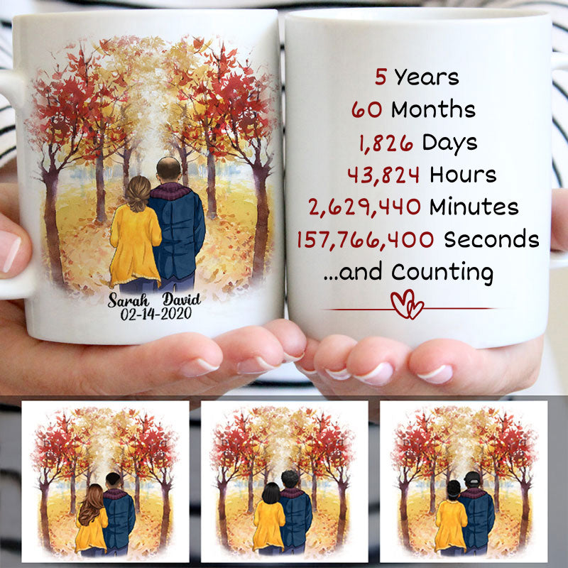 Anniversary gift by year, Years and Counting, Fall Mugs, Personalized gifts