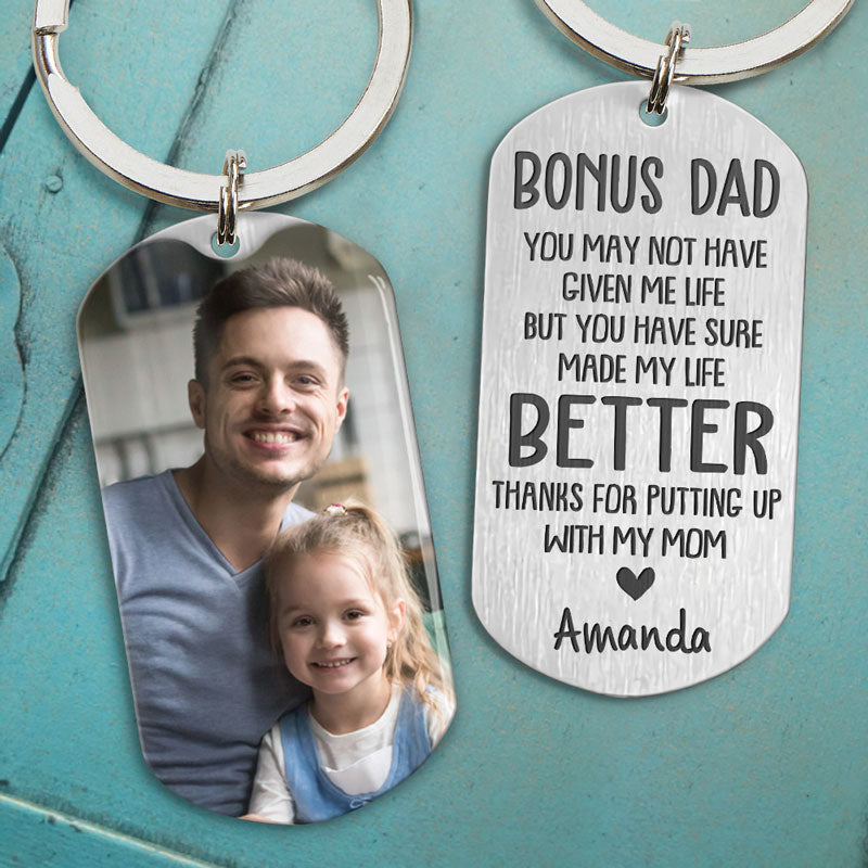 You Have Sure Made My Life Better, Personalized Keychain, Gifts For Step Dad, Custom Photo