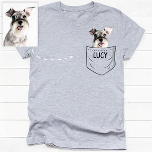 Pocket Tee Custom Photo T Shirts, Personalized Gifts for Pet Lovers, Gift For your Loved Ones