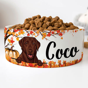Personalized Custom Dog Bowls, Autumn Fall, Gift for Dog Lovers
