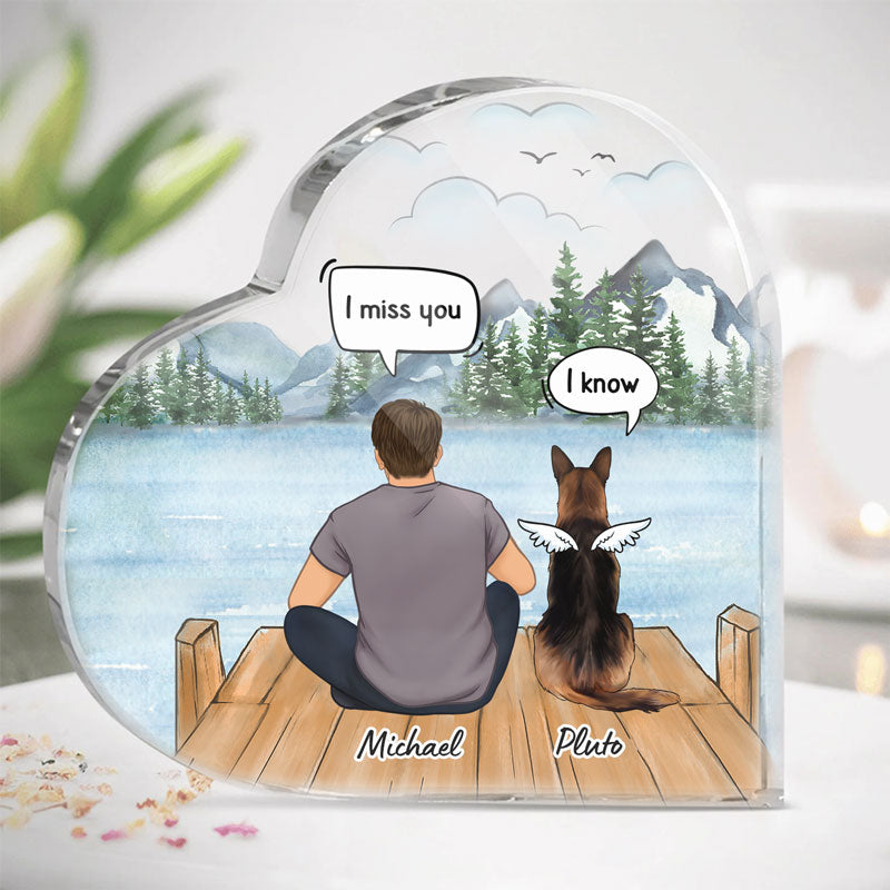 I Still Talk About You Man, Personalized Keepsake, Heart Shape Plaque, Memorial Gift For Dog Lovers