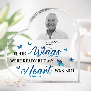 Your Wings Were Ready, Personalized Keepsake, Heart Shape Plaque, Memorial Gifts, Custom Photo