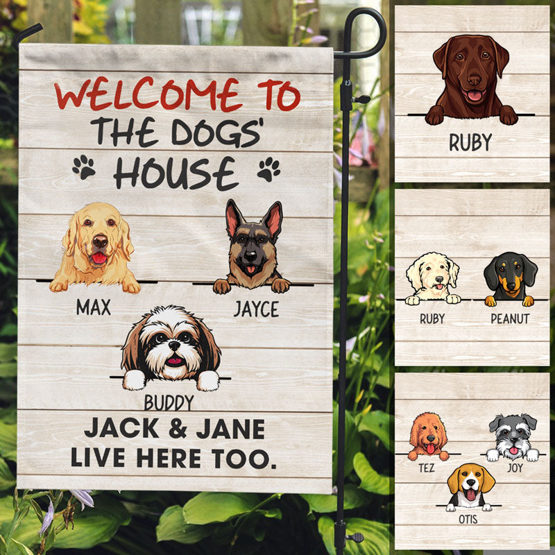 Welcome To The Dog House, Custom Flags, Christmas Printing Dog Flags, Personalized Dog Decorative Garden Flags