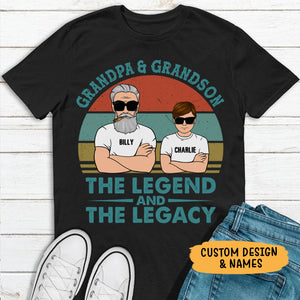 Grandpa And Grandson The Legend And The Legacy, Personalized Father's Day Shirt