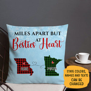 Besties Heart, Personalized State Colors Pillow, Custom Christmas Gift