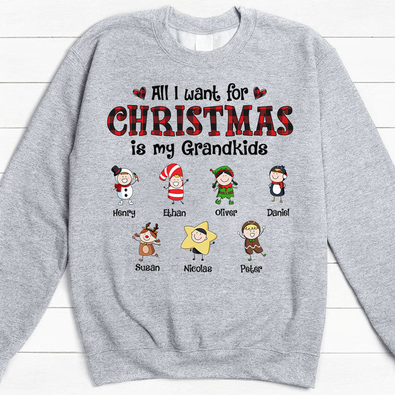 All I Want Christmas Grandkids, Personalized Custom Hoodie, Sweater, T shirts, Christmas Gift for Grandparents