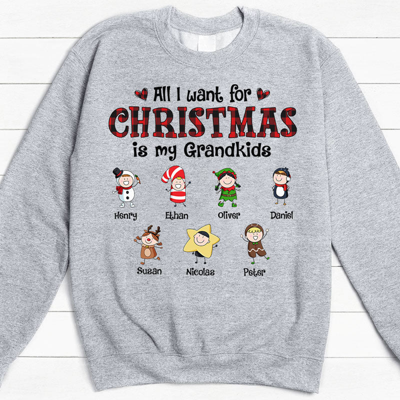 All I Want Christmas Grandkids, Personalized Custom Hoodie, Sweater, T shirts, Christmas Gift for Grandparents