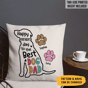 Happy Father's Day To The Best Dog Dad, Personalized Pillows, Custom Gift for Dog Lovers