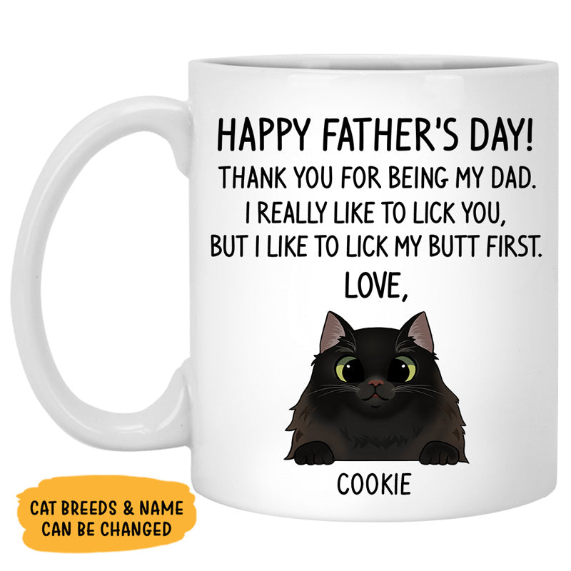 Thank You For Being My Dad , Funny Custom Photo Coffee Mug, Personalized Gift for Cat Lovers