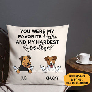 Hello and Goodbye, Personalized Memorial Pillows, Custom Gift for Dog Lovers