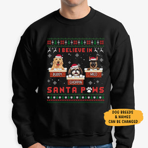 Santa Paws, Personalized Custom Sweaters, T shirts, Christmas Gifts for Dog Lovers