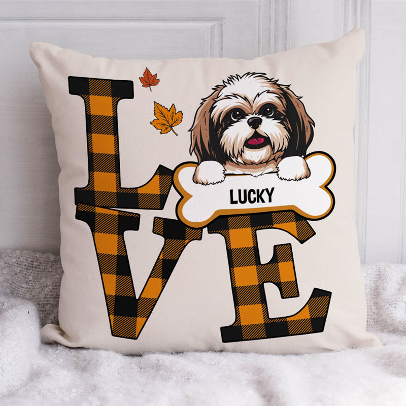 Love Autumn, Personalized Pillows, Custom Gift for Dog Lovers