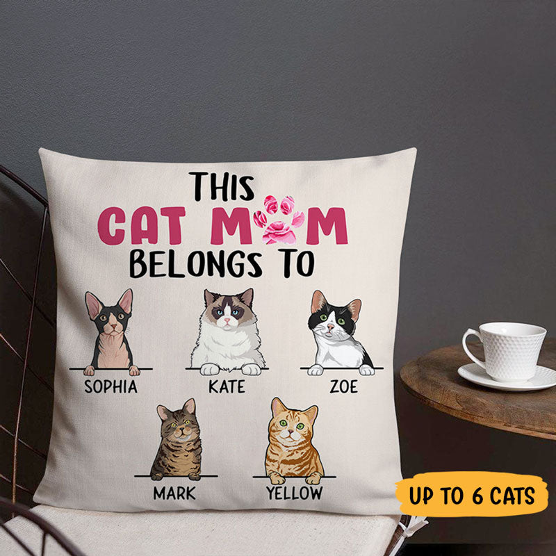 This Cat Mom Belongs To, Personalized Pillows, Custom Gift for Cat Lovers