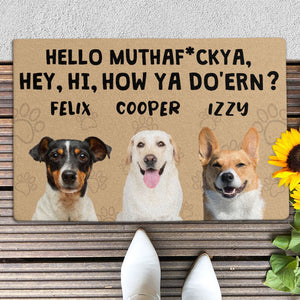 Hey, Hi, How Ya Do'ern, Personalized Doormat, Gift For Dog Lovers, Custom Photo