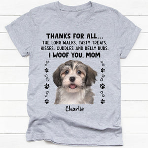 Thanks For All Dad Mom, Personalized Shirt, Gifts for Dog Lovers, Custom Photo