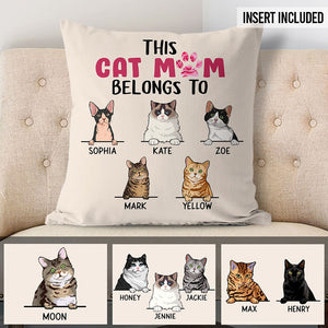 This Cat Mom Belongs To, Personalized Pillows, Custom Gift for Cat Lovers