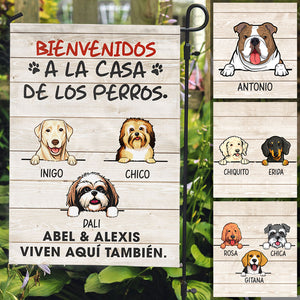 Welcome To The Dog House, Spanish Espanol, Custom Flags Spanish, Personalized Dog Decorative Garden Flags