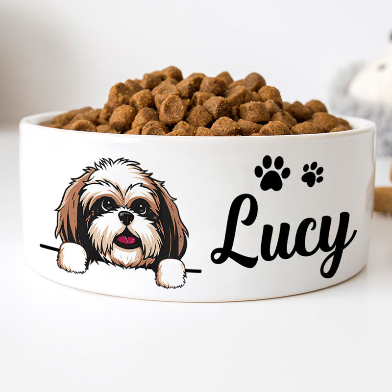 Personalized Custom Dog Bowls, White Ceramic, Gift for Dog Lovers, PersonalFury, Small