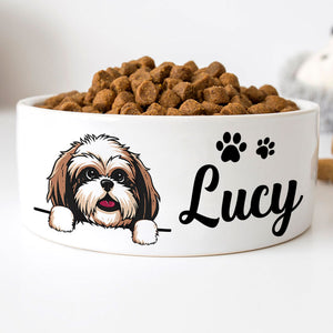 Personalized Custom Dog Bowls, White Ceramic, Gift for Dog Lovers