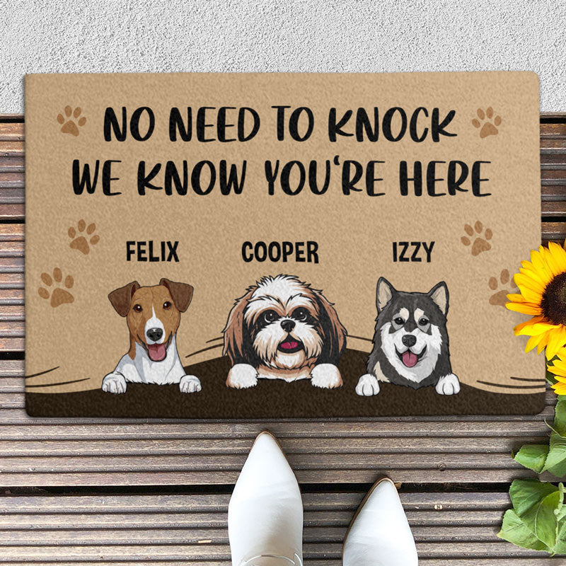 No Need To Knock Doormat, Gift For Dog Lovers, Personalized Doormat, New Home Gift