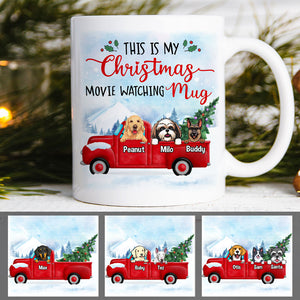 Christmas Movie Watching Mug, Personalized Christmas Mug, Custom Gift for Dog Lovers