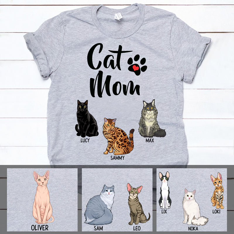 Cat Mom, Personalized Shirt, Custom Gift for Cat Lovers, Custom Tee