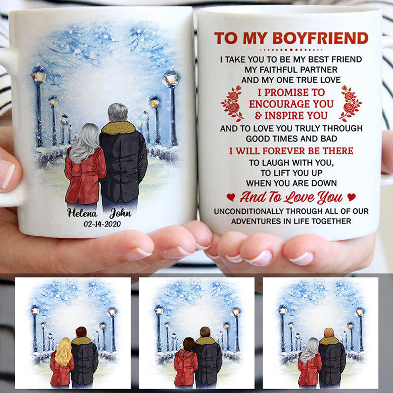 To my boyfriend Promise Encourage Inspire Street, Customized mug, Anni -  PersonalFury