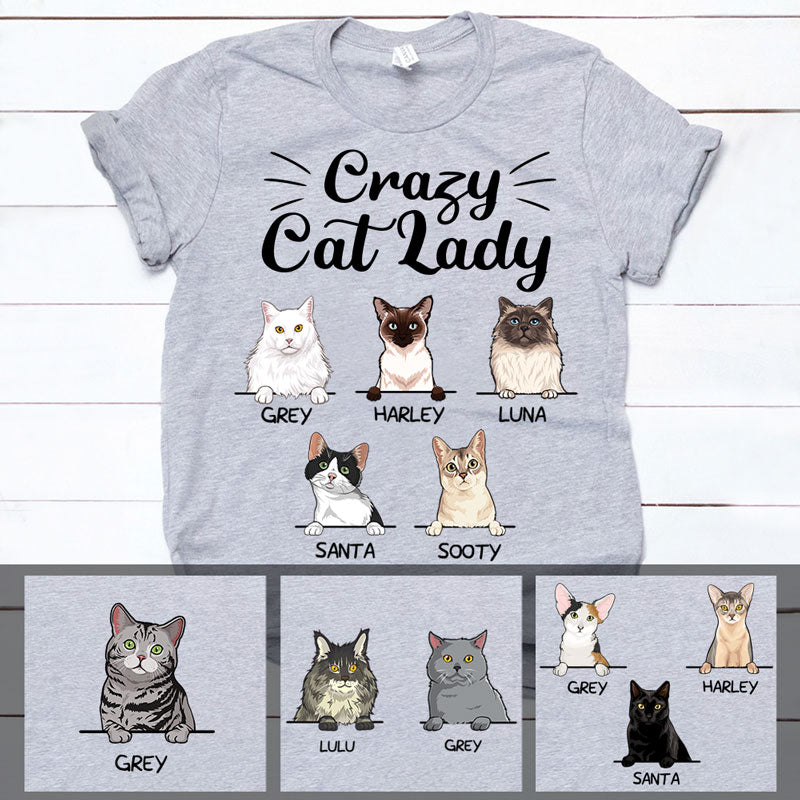 Crazy Cat Lady, Custom Shirt, Personalized Gifts for Cat Lovers